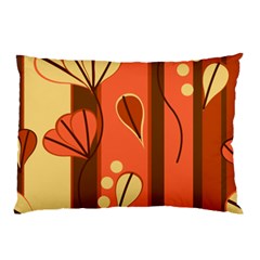 Amber Yellow Stripes Leaves Floral Pillow Case by Pakrebo