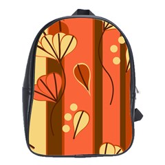 Amber Yellow Stripes Leaves Floral School Bag (large) by Pakrebo