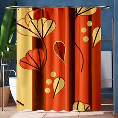 Amber Yellow Stripes Leaves Floral Shower Curtain 60  X 72  (medium)  by Pakrebo