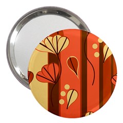 Amber Yellow Stripes Leaves Floral 3  Handbag Mirrors by Pakrebo