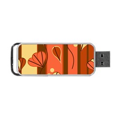 Amber Yellow Stripes Leaves Floral Portable Usb Flash (two Sides) by Pakrebo