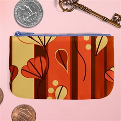 Amber Yellow Stripes Leaves Floral Large Coin Purse by Pakrebo