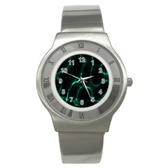 Green Pattern Background Abstract Stainless Steel Watch by Pakrebo