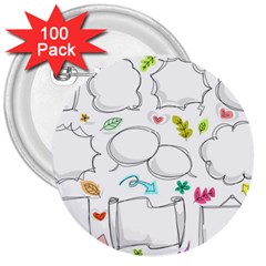 Set Chalk Out Chitchat Scribble 3  Buttons (100 Pack)  by Pakrebo