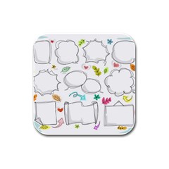 Set Chalk Out Chitchat Scribble Rubber Square Coaster (4 Pack)  by Pakrebo