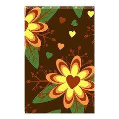 Floral Hearts Brown Green Retro Shower Curtain 48  X 72  (small) 