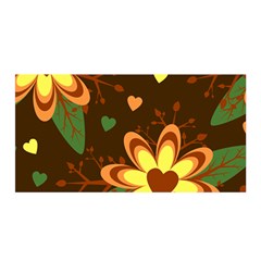 Floral Hearts Brown Green Retro Satin Wrap