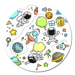 Sketch Cartoon Space Set Magnet 5  (round) by Pakrebo