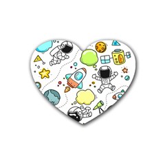 Sketch Cartoon Space Set Rubber Coaster (heart) 