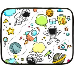 Sketch Cartoon Space Set Double Sided Fleece Blanket (mini)  by Pakrebo