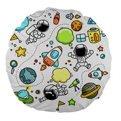 Sketch Cartoon Space Set Large 18  Premium Flano Round Cushions by Pakrebo