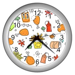 Cute Sketch Set Child Fun Funny Wall Clock (silver)