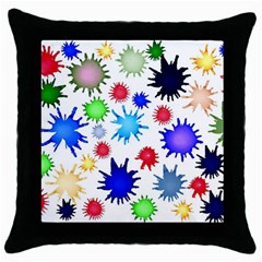 Inks Drops Black Colorful Paint Throw Pillow Case (Black)