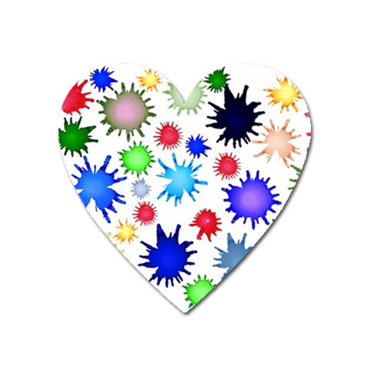 Inks Drops Black Colorful Paint Heart Magnet