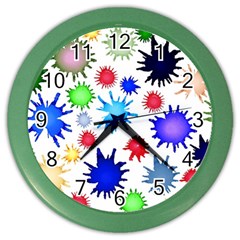 Inks Drops Black Colorful Paint Color Wall Clock