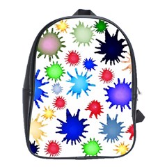 Inks Drops Black Colorful Paint School Bag (Large)