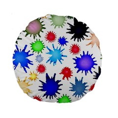 Inks Drops Black Colorful Paint Standard 15  Premium Round Cushions