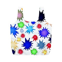 Inks Drops Black Colorful Paint Full Print Recycle Bag (M)