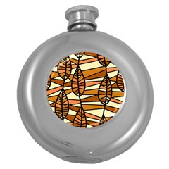 Autumn Leaf Mosaic Seamless Round Hip Flask (5 Oz) by Pakrebo