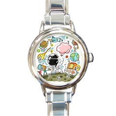 Sketch Cute Child Funny Round Italian Charm Watch by Pakrebo