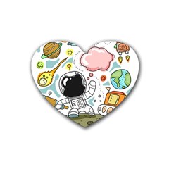 Sketch Cute Child Funny Rubber Coaster (heart)  by Pakrebo