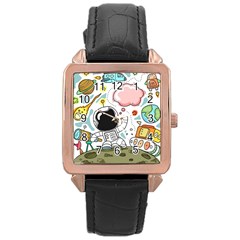 Sketch Cute Child Funny Rose Gold Leather Watch  by Pakrebo