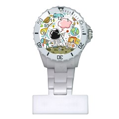 Sketch Cute Child Funny Plastic Nurses Watch by Pakrebo