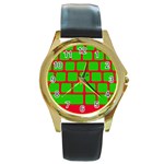 Keyboard Keys Computer Input Pc Round Gold Metal Watch Front