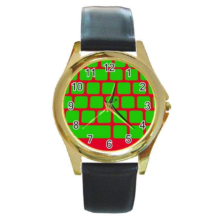 Keyboard Keys Computer Input Pc Round Gold Metal Watch