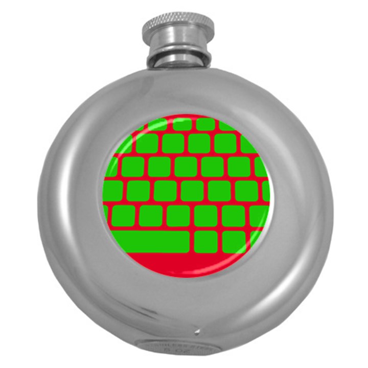 Keyboard Keys Computer Input Pc Round Hip Flask (5 oz)