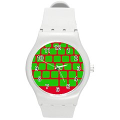 Keyboard Keys Computer Input Pc Round Plastic Sport Watch (M)