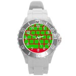 Keyboard Keys Computer Input Pc Round Plastic Sport Watch (L) Front