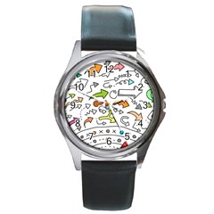 Desktop Pattern Art Graphic Design Round Metal Watch by Pakrebo