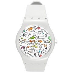 Desktop Pattern Art Graphic Design Round Plastic Sport Watch (m) by Pakrebo