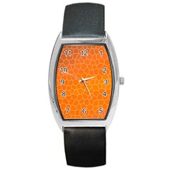 Orange Mosaic Structure Background Barrel Style Metal Watch by Pakrebo