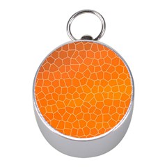 Orange Mosaic Structure Background Mini Silver Compasses by Pakrebo