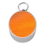 Orange Mosaic Structure Background Mini Silver Compasses Front