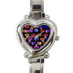 Pattern Background Structure Black Heart Italian Charm Watch Front