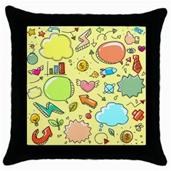 Cute Sketch Child Graphic Funny Throw Pillow Case (black) by Pakrebo