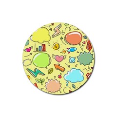 Cute Sketch Child Graphic Funny Rubber Round Coaster (4 Pack)  by Pakrebo