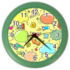 Cute Sketch Child Graphic Funny Color Wall Clock by Pakrebo