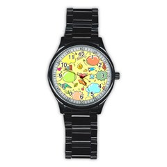 Cute Sketch Child Graphic Funny Stainless Steel Round Watch by Pakrebo