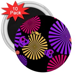 Seamless Halloween Day Of The Dead 3  Magnets (10 Pack)  by Pakrebo