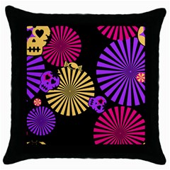 Seamless Halloween Day Of The Dead Throw Pillow Case (black) by Pakrebo