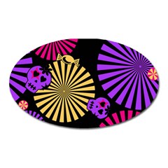 Seamless Halloween Day Of The Dead Oval Magnet by Pakrebo