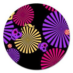 Seamless Halloween Day Of The Dead Magnet 5  (round) by Pakrebo