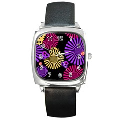 Seamless Halloween Day Of The Dead Square Metal Watch by Pakrebo