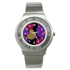 Seamless Halloween Day Of The Dead Stainless Steel Watch by Pakrebo