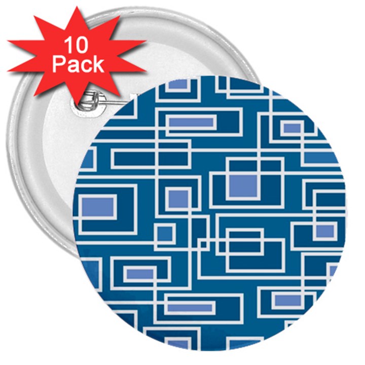 Geometric Rectangle Shape Linear 3  Buttons (10 pack) 