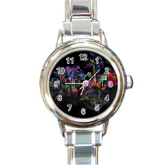 Grunge Paint Splatter Splash Ink Round Italian Charm Watch by Pakrebo